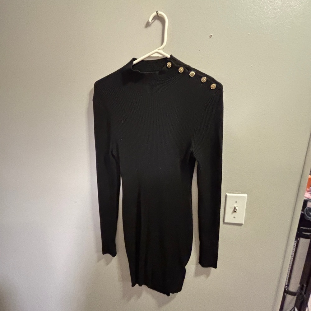 H&M Black Mini Dress with Gold Buttons
